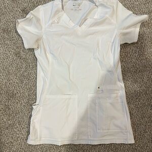 White V-Neck Scrub Top